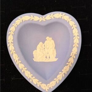 Heart-Shaped Wedgewood Jasperware Trinket Dish in Blue & White